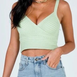 Princess Polly Green Arlene Top